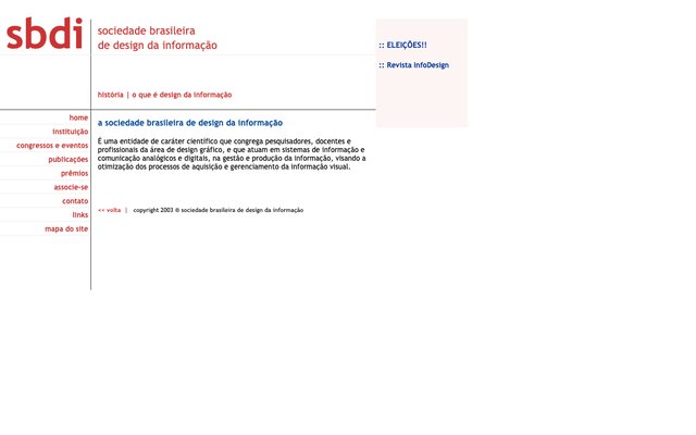 Página inicial do Site de 2005